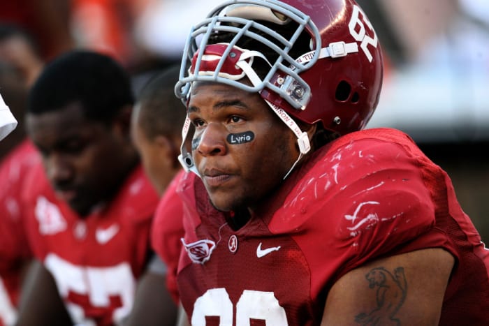 Terrance Cody sits on the bench during a 2009 game against Tennessee.